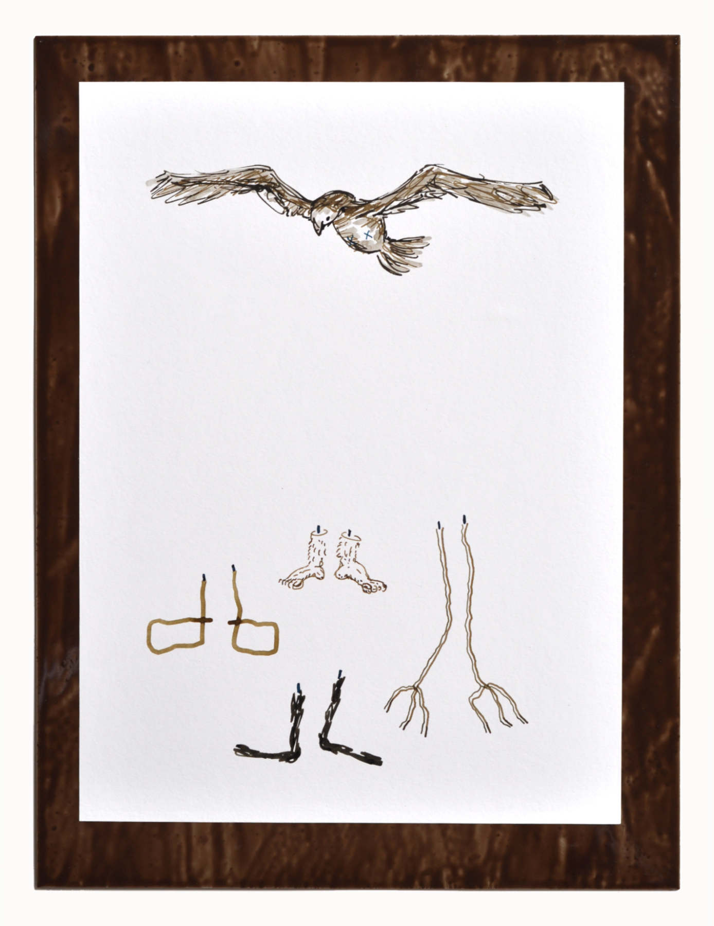  „Beine“, Mixed Media, Papier, Metall, 26 x 35 cm 