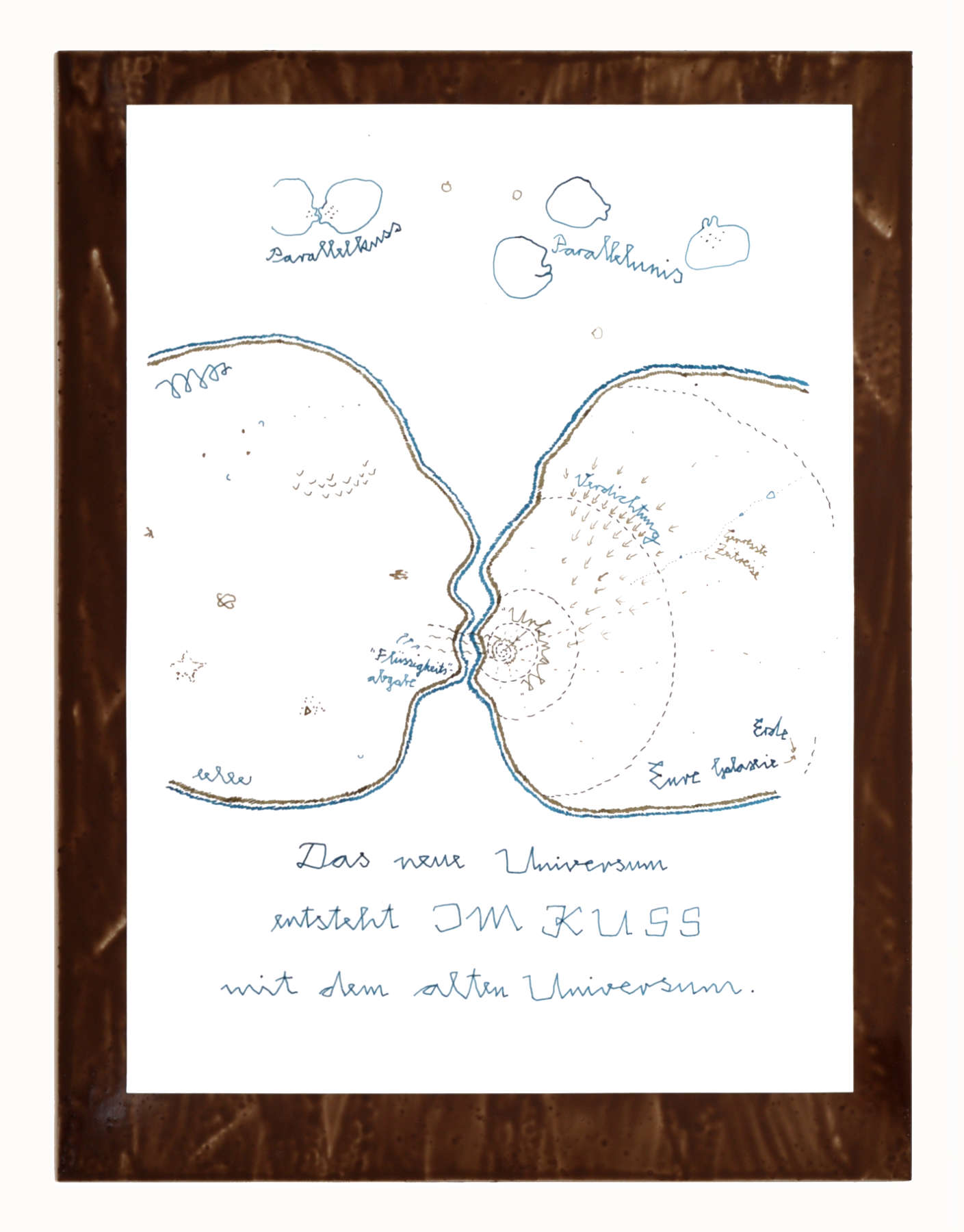  „Im Kuss“, Mixed Media, Papier, Metall, 29 x 38 cm 