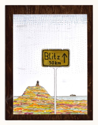  “Blitz” (Flash), mixed media, paper, metal, 25 x 33 cm 