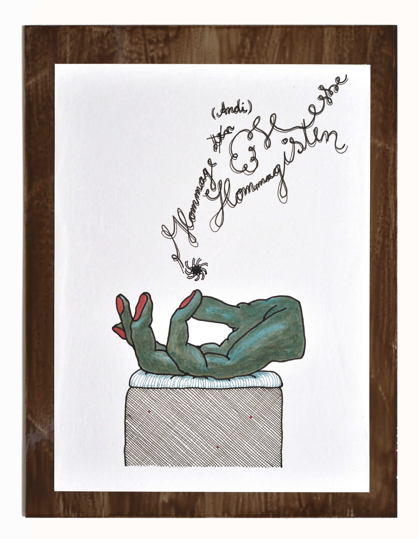  “Hommagisten Hommage” (Hommagist Hommage), mixed media, paper, metal,  25 x 33 cm 